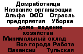 Домработница › Название организации ­ Альфа, ООО › Отрасль предприятия ­ Уборка дома, ведение хозяйства › Минимальный оклад ­ 10 000 - Все города Работа » Вакансии   . Тульская обл.